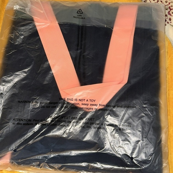 Stylish Navy Tote Bag with Pink and Green Accents - Picture 7 of 7